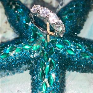 5 Stone CZ brilliant 3 TTL carat weight 925 silver